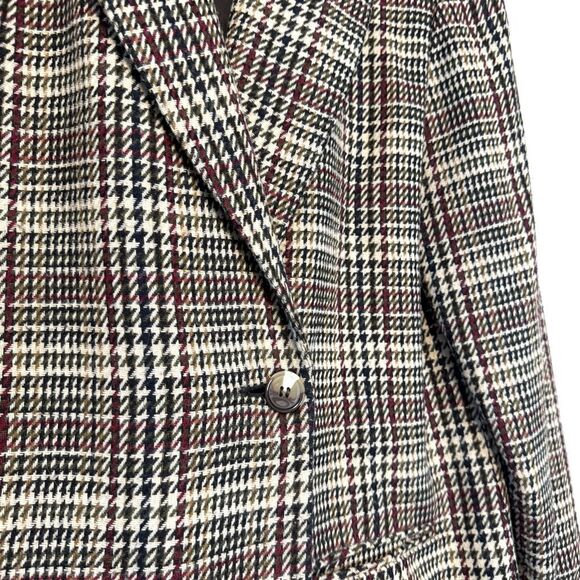 Vintage Sag Harbor Wool Plaid Houndstooth Blazer Jacket Size 16 - Picture 2 of 10